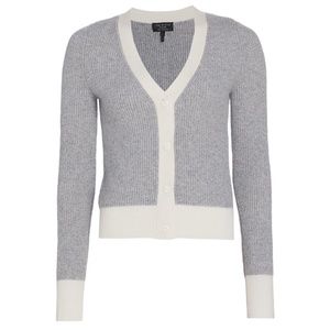 Rag & Bone Pierce Cashmere V-Neck Cardigan Sweater in Grey Size Large L